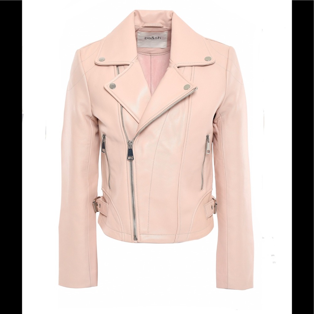 Ba&sh Etty Moto Lamb Leather Jacket L NEW